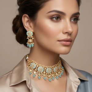 The 'Azure Serenity' Meenakari Kundan Set