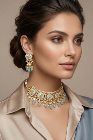The 'Azure Serenity' Meenakari Kundan Set