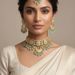 The Mint Meenakari Moonbeam Choker Set