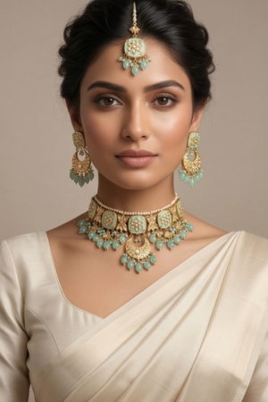 The Mint Meenakari Moonbeam Choker Set