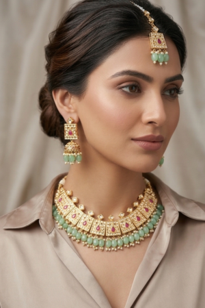 The Emerald & Ruby Radiance Kundan Set