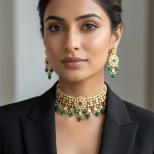 Emerald Grace Kundan Choker Set