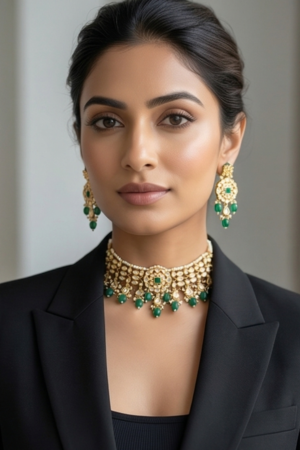 Emerald Grace Kundan Choker Set