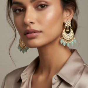 The ‘Mint Mughal’ Chandbali Drop Earrings