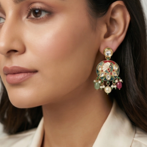 The Mayura Peacock Meenakari Drop Earrings