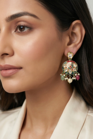 The Mayura Peacock Meenakari Drop Earrings