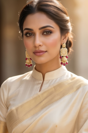 The Chandani Mughal-Art Kundan & Maroon Bead Drop Earrings