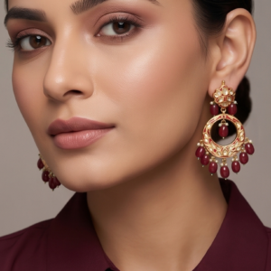 The Crimson Chandbali Drop Earrings