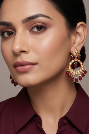 The Crimson Chandbali Drop Earrings