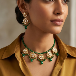 The Verdant Petal Kundan Mala Set