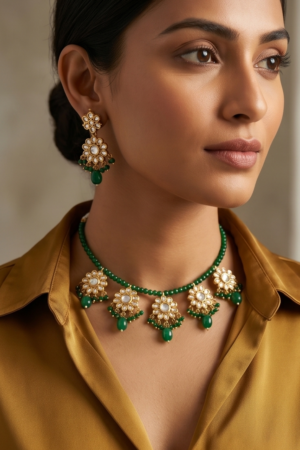 The Verdant Petal Kundan Mala Set