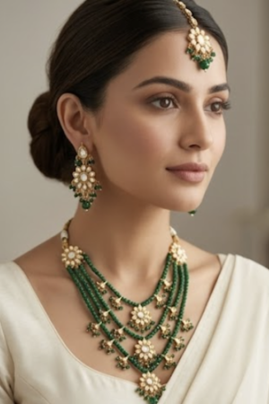 Emerald Flora Layered Rani Haar Set