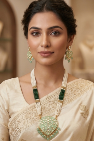The Emerald & Mint Meenakari Kundan Necklace Set