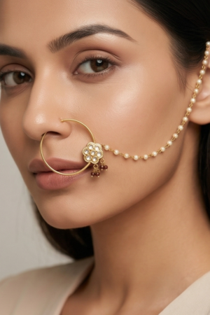 The Rubani Kundan Nathni with Pearl Chain