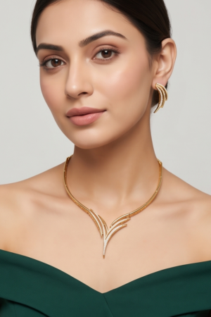 The Aurelia Chevron Wing Necklace & Earring Set