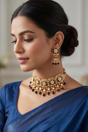 Midnight Bloom Meenakari Choker Set