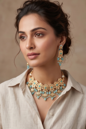 Azure Enigma Kundan Choker Set