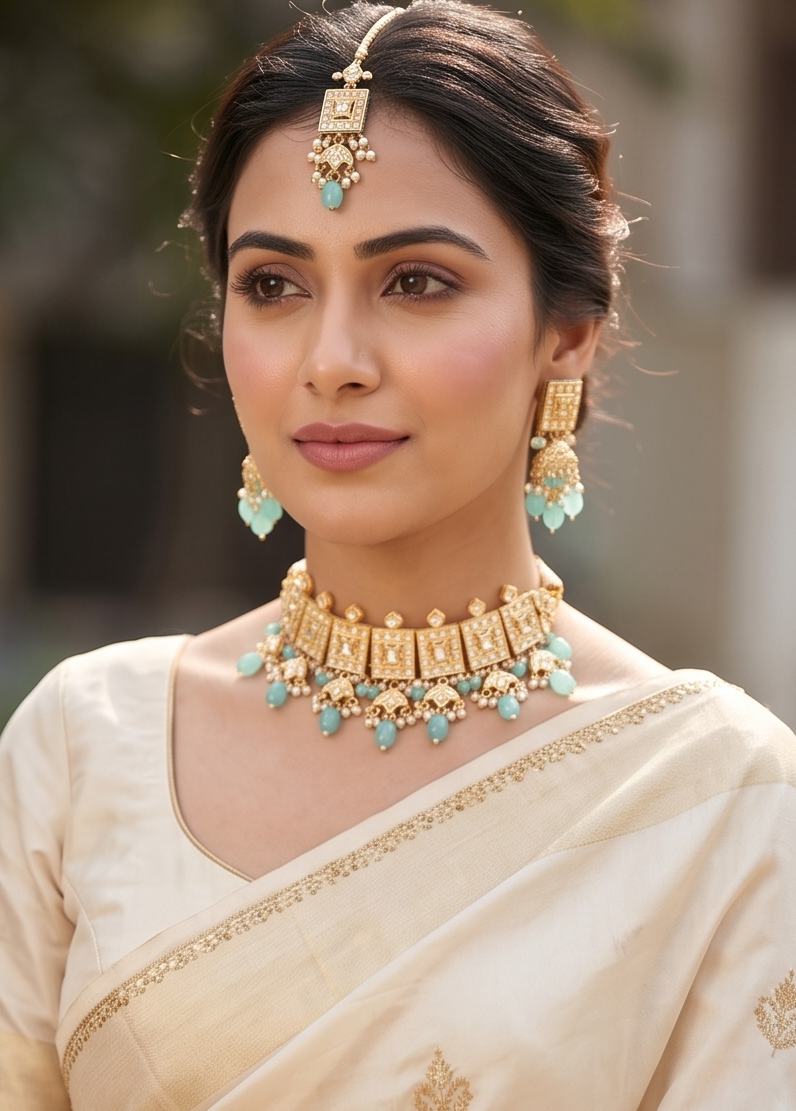 Azure Opulence Kundan Choker Set