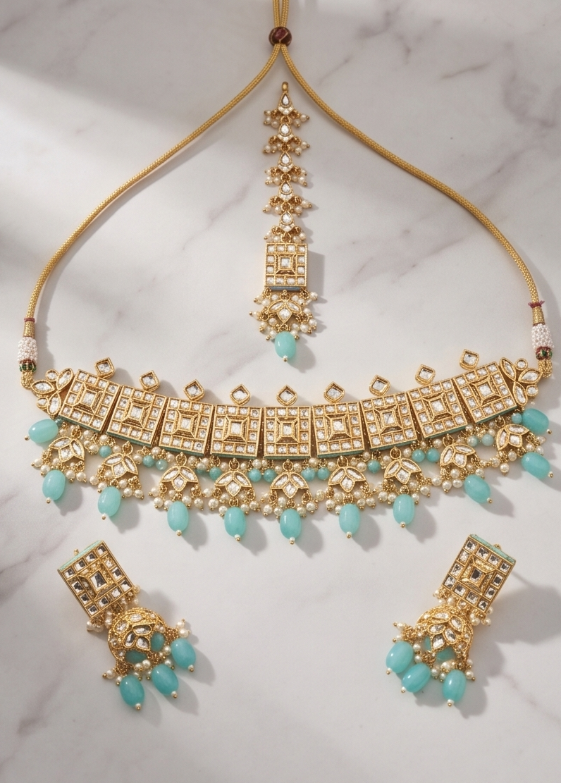 Azure Opulence Kundan Choker Set - Image 2