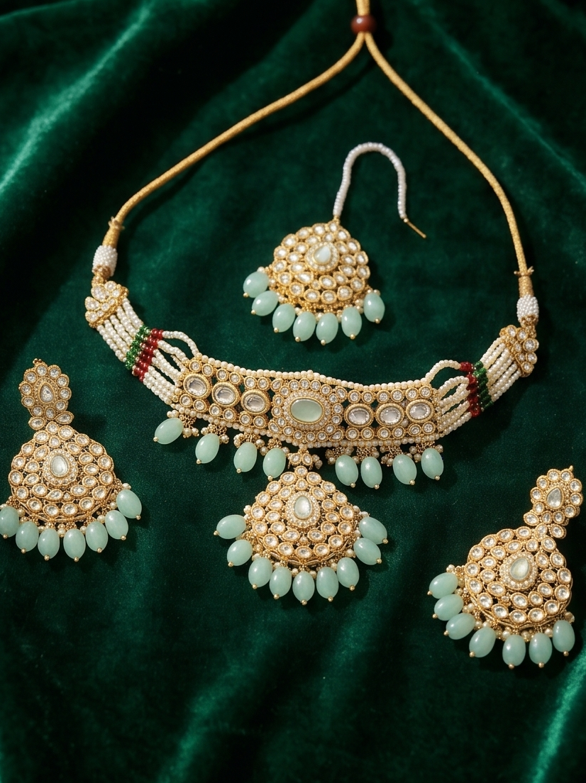 Azure Kundan Choker Set - Image 2