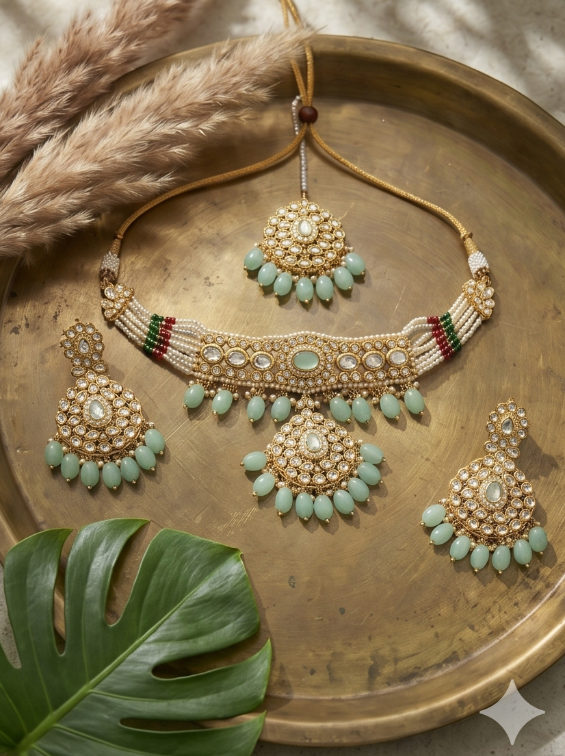 Azure Kundan Choker Set - Image 3