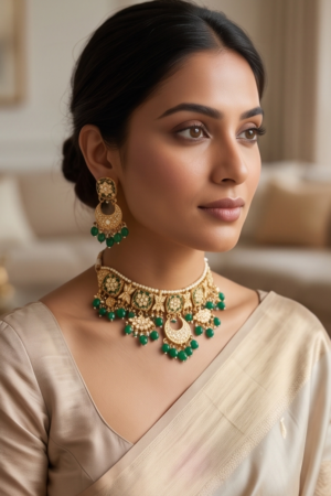 The Emerald Bloom Kundan Choker Set