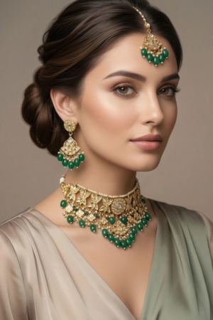 The Emerald Petal Kundan Choker Set