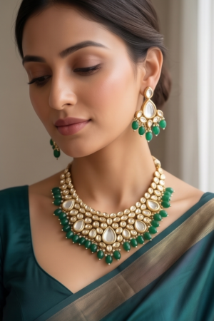 Emerald Aura Kundan Set