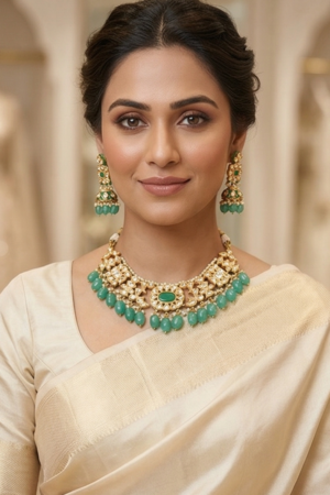 The "Zoya" Emerald Meenakari Set