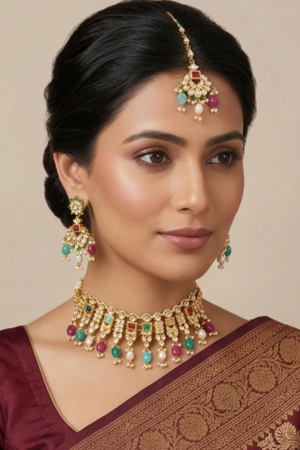 The Festive Kundan Multi-Color Gem Choker Set