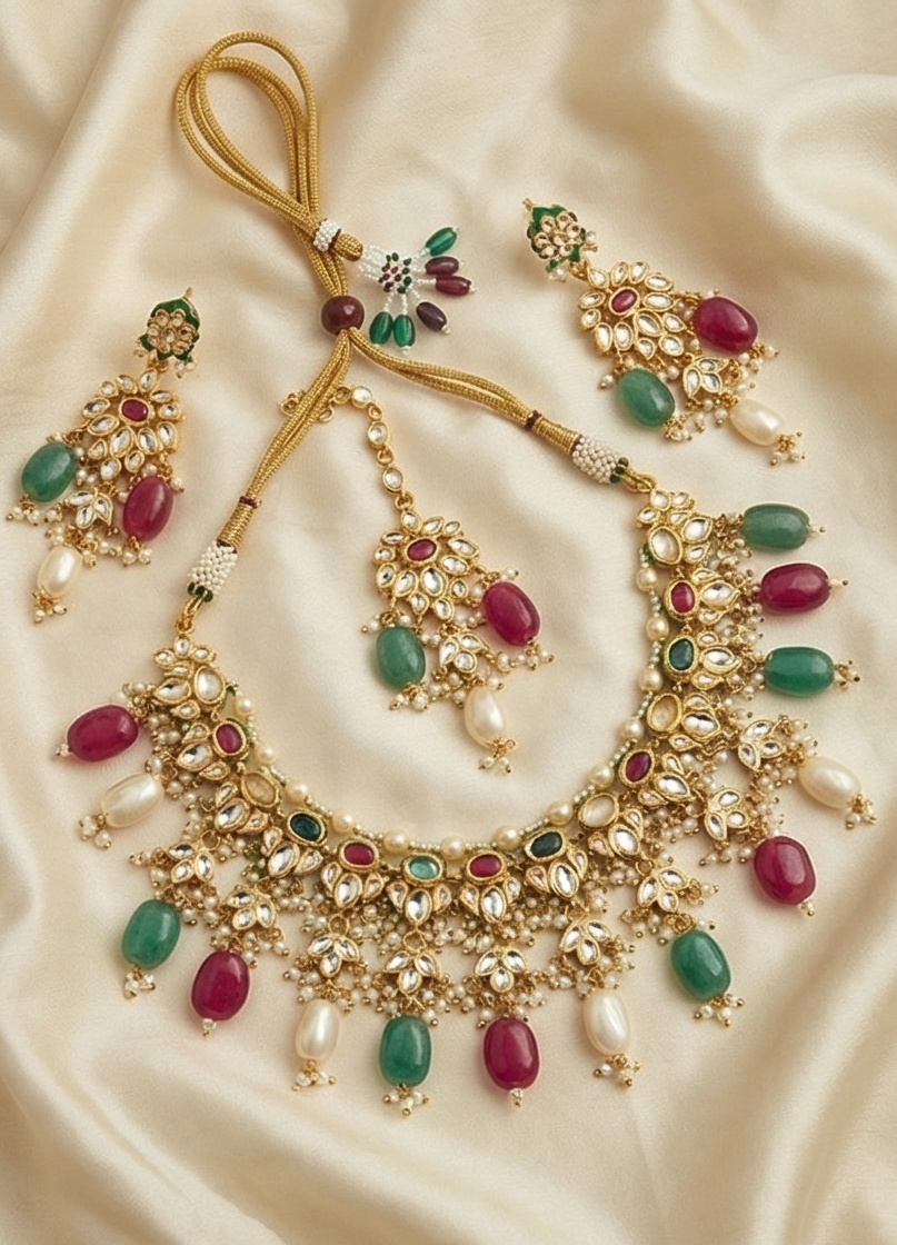 Vrinda Karigari Kundan & Multi-Stone Choker Set - Image 2