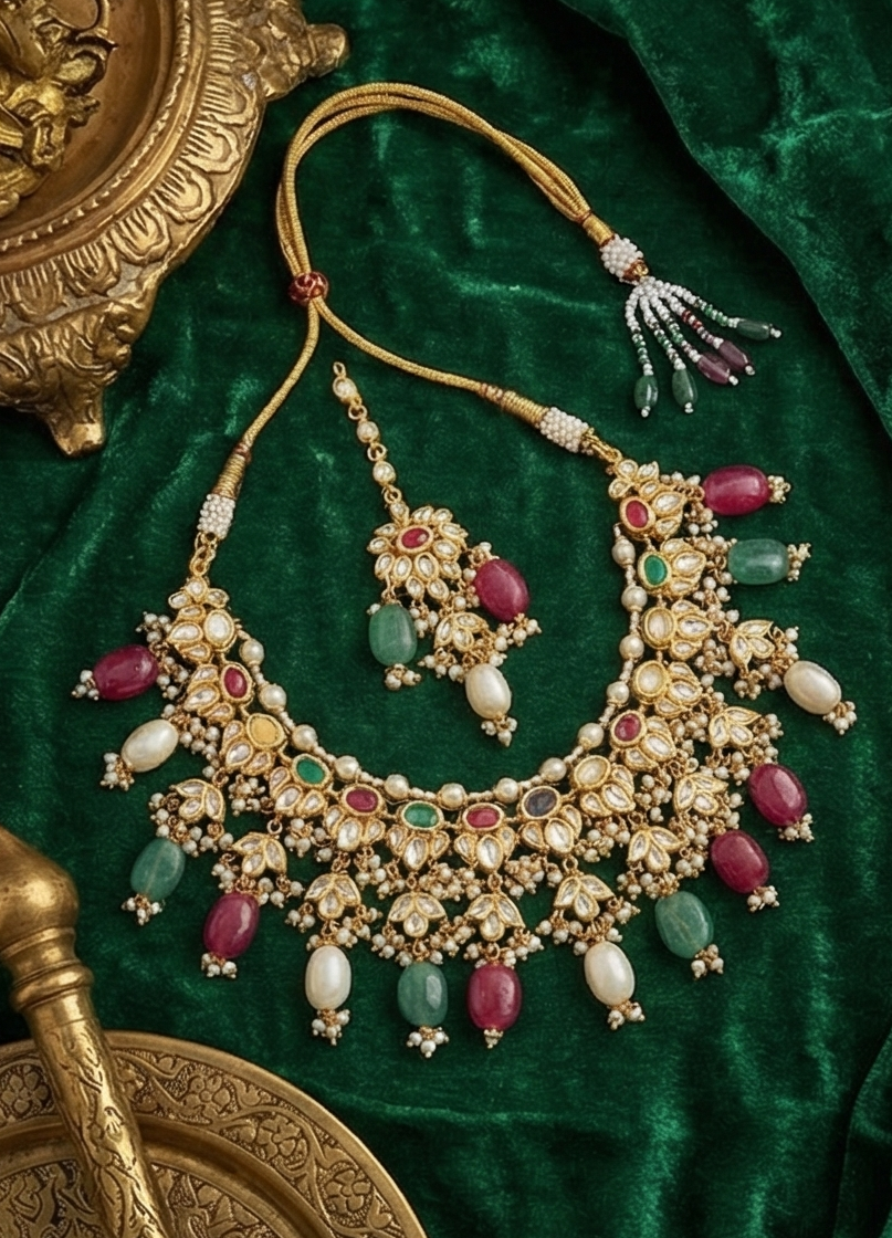 Vrinda Karigari Kundan & Multi-Stone Choker Set - Image 3