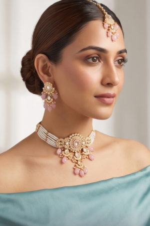 The Rose Quartz Kundan Choker Set