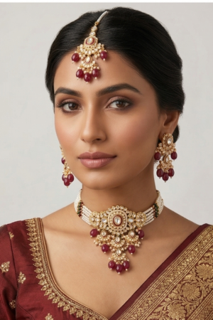The Regal Ruby & Pearl Kundan Choker Set