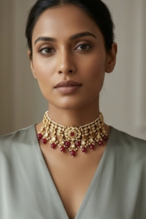 The Regal Ruby Kundan Choker Set