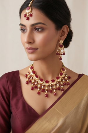 The Regal Ruby Kundan & Pearl Heritage Set