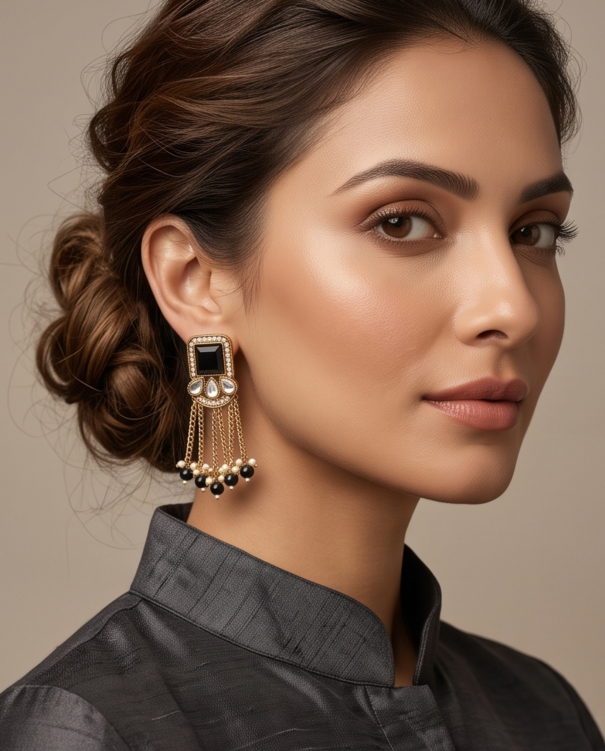 The Noir Mirage Waterfall Drop Earrings