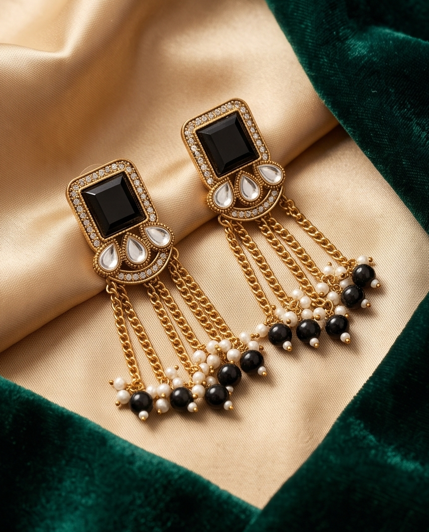 The Noir Mirage Waterfall Drop Earrings - Image 2