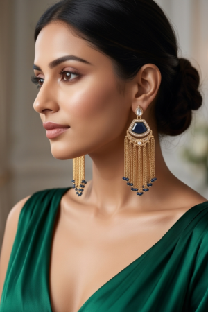 The Celestial Cascade Sapphire Tassel Earrings