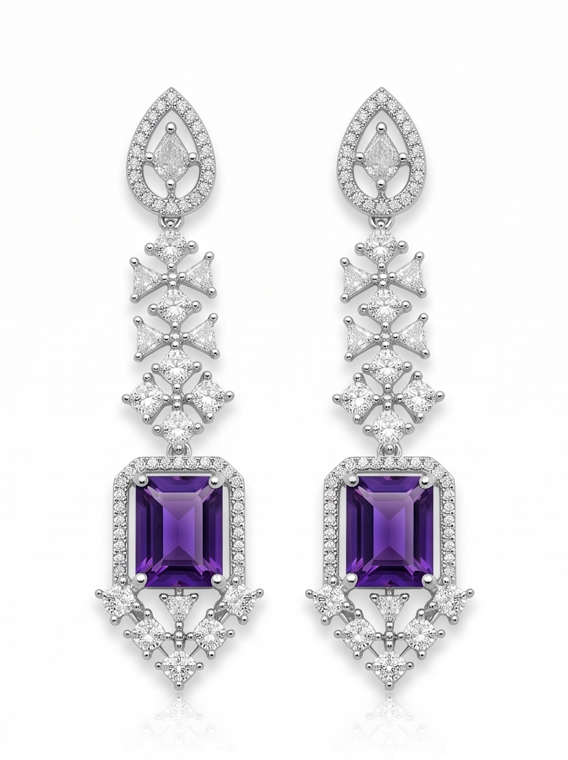 The Midnight Royale Amethyst Drop Earrings - Image 3