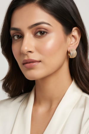 Aura Pave Multi-Ribbon C-Hoop Earrings