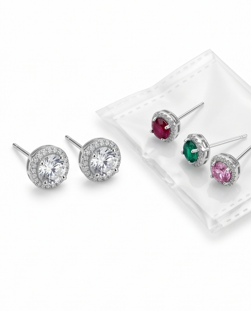 The Lumina Solitaire Halo Stud Earrings - Image 4