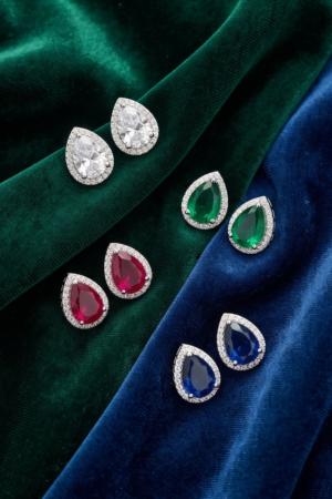The Lumina Teardrop Halo Studs