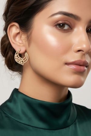 The Aurelia Foliage Diamond-Dust Hoop Studs