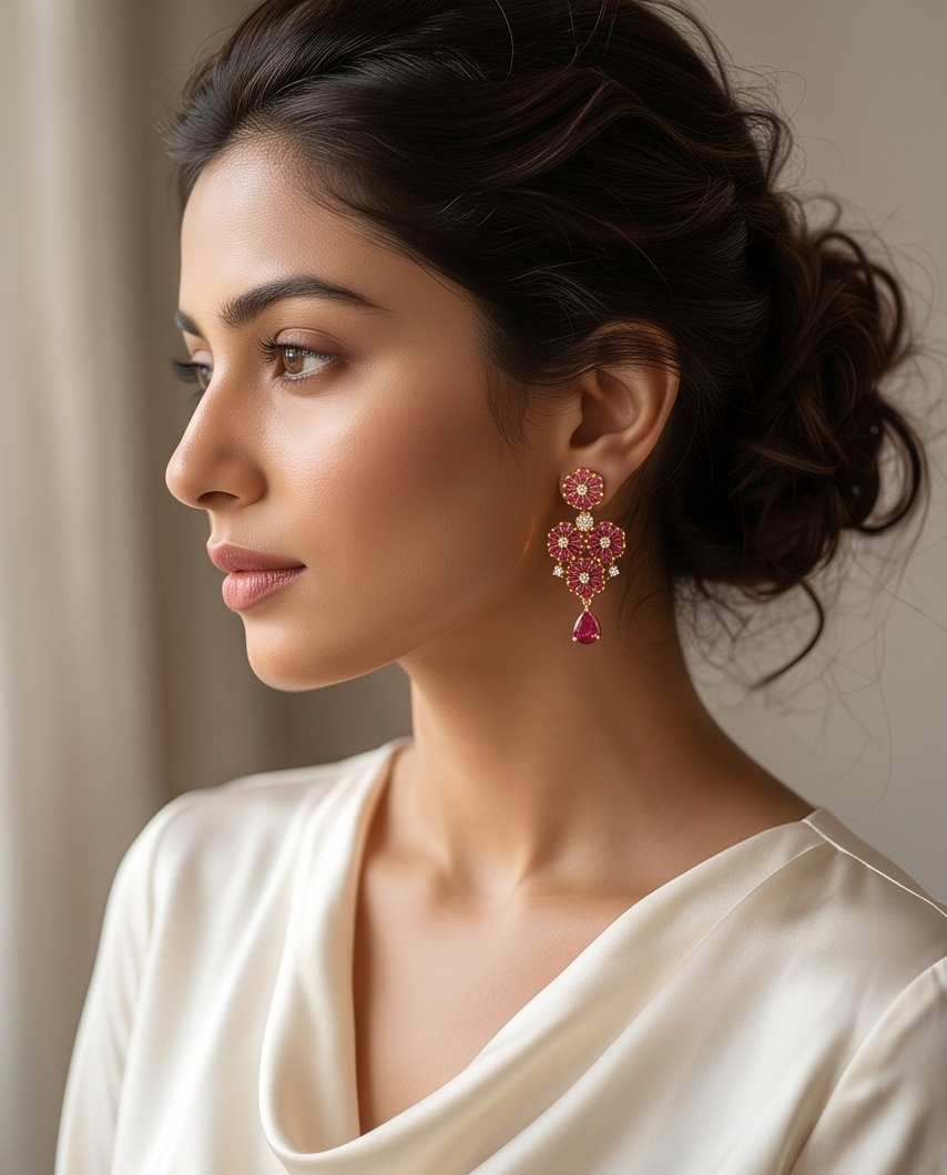 The Gulabi Noor Bloom Drop Earrings