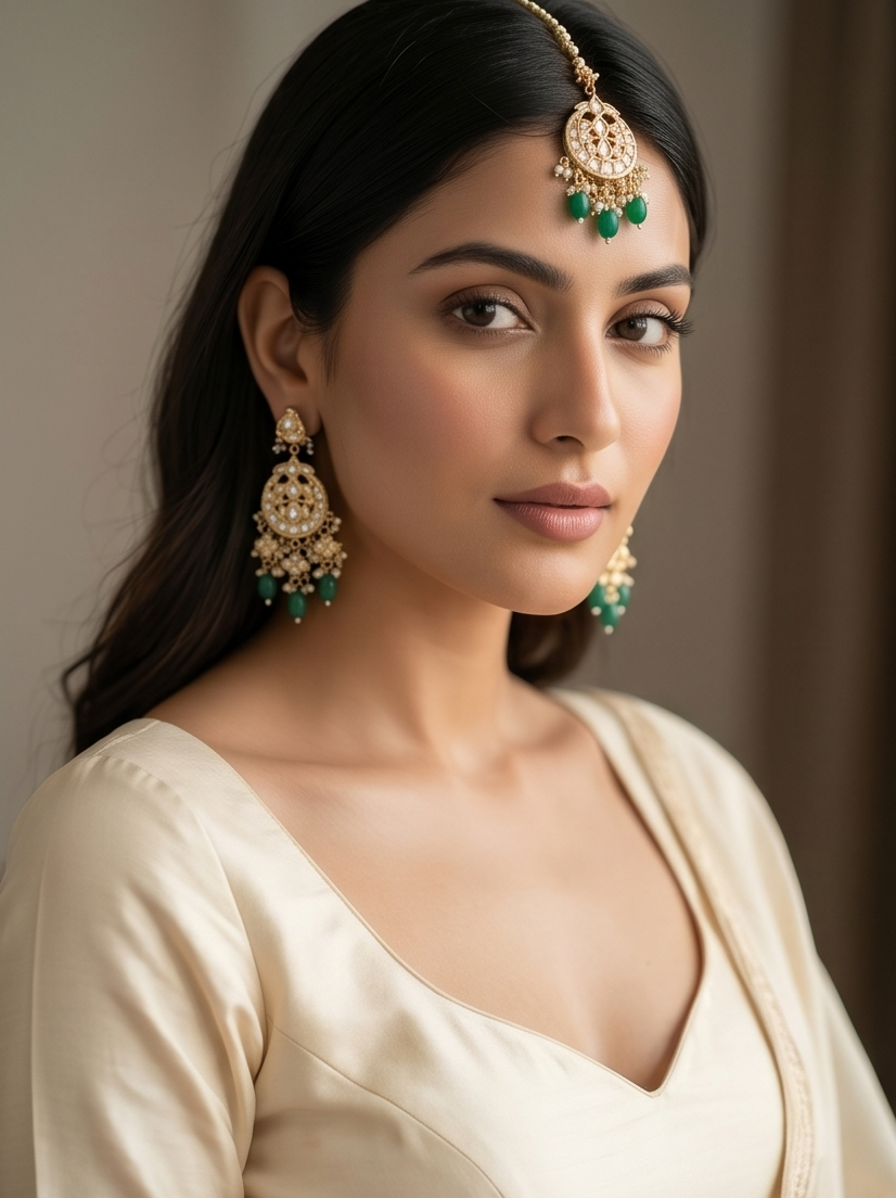 The Noor-ul-Haya Kundan & Emerald Pearl Set