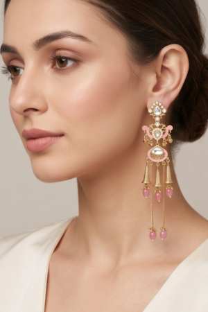 The Gulabi Noor Kundan Chandelier Earrings